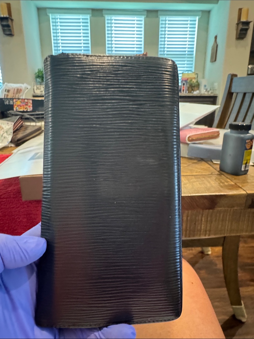 Louis Vuitton Black Epi LeatherTextured Long Wallet